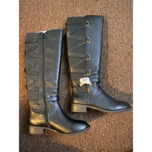 Thalia Sodi Black Faux Leather Boots